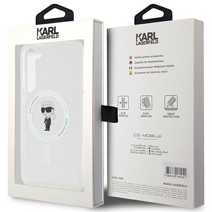 MagSafe hoesje voor Samsung Galaxy S24+ S926, Karl Lagerfeld, IML Ikonik Karl, Transparant