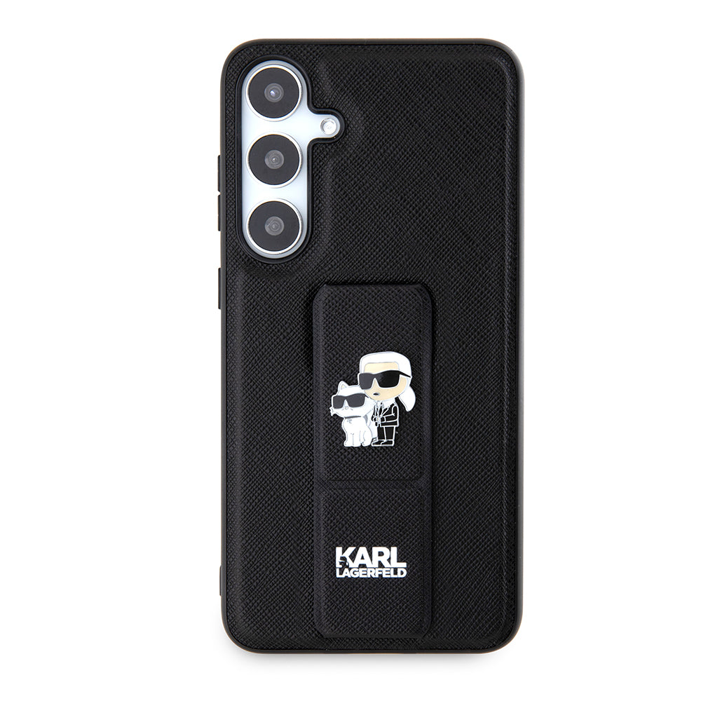 MagSafe hoesje voor Samsung Galaxy S24+ S926, Karl Lagerfeld, Saffiano Gripstand Karl & Choupette, Zwart