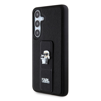 MagSafe hoesje voor Samsung Galaxy S24+ S926, Karl Lagerfeld, Saffiano Gripstand Karl & Choupette, Zwart