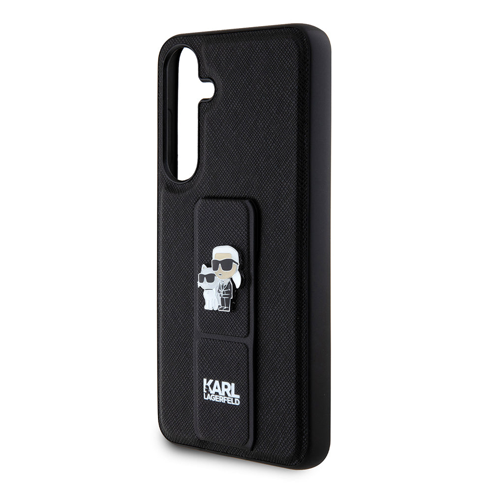 MagSafe hoesje voor Samsung Galaxy S24+ S926, Karl Lagerfeld, Saffiano Gripstand Karl & Choupette, Zwart