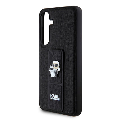 MagSafe hoesje voor Samsung Galaxy S24+ S926, Karl Lagerfeld, Saffiano Gripstand Karl & Choupette, Zwart
