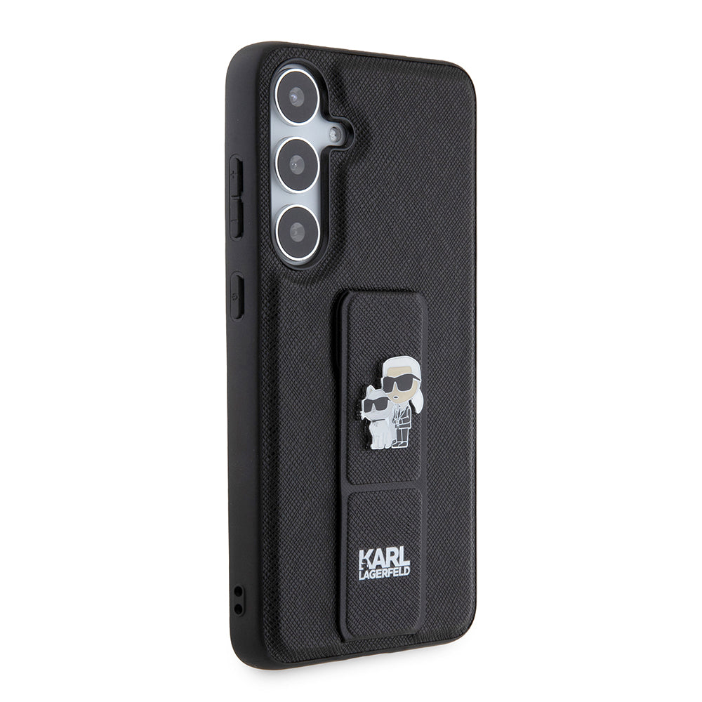 MagSafe hoesje voor Samsung Galaxy S24+ S926, Karl Lagerfeld, Saffiano Gripstand Karl & Choupette, Zwart