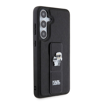 MagSafe hoesje voor Samsung Galaxy S24+ S926, Karl Lagerfeld, Saffiano Gripstand Karl & Choupette, Zwart