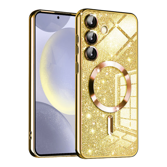 MagSafe-hoes voor Samsung Galaxy S24+ S926, Techsuit, Luxury Glitter, Goudkleurig