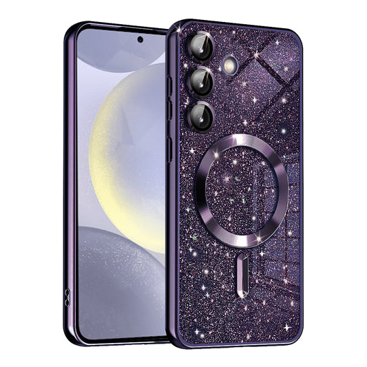 MagSafe-hoes voor Samsung Galaxy S24+ S926, Techsuit, Luxury Glitter, Donkerpaars