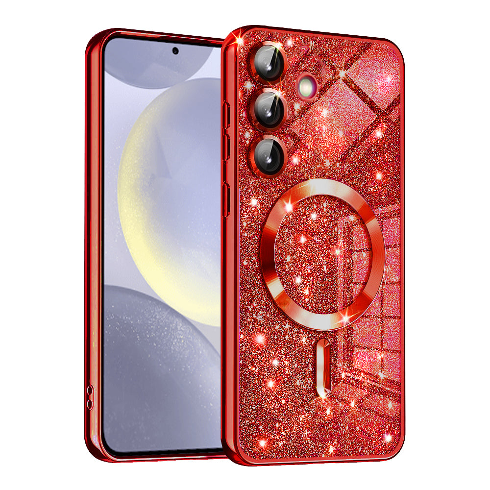 MagSafe-hoes voor Samsung Galaxy S24+ S926, Techsuit, Luxury Glitter, Rood
