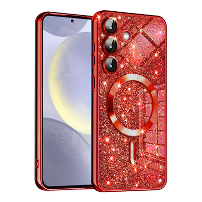 MagSafe-hoes voor Samsung Galaxy S24+ S926, Techsuit, Luxury Glitter, Rood