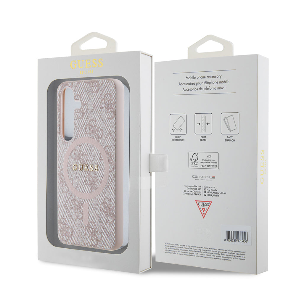 MagSafe hoesje voor Samsung Galaxy S24 S921, Guess, 4G Collection, Roze
