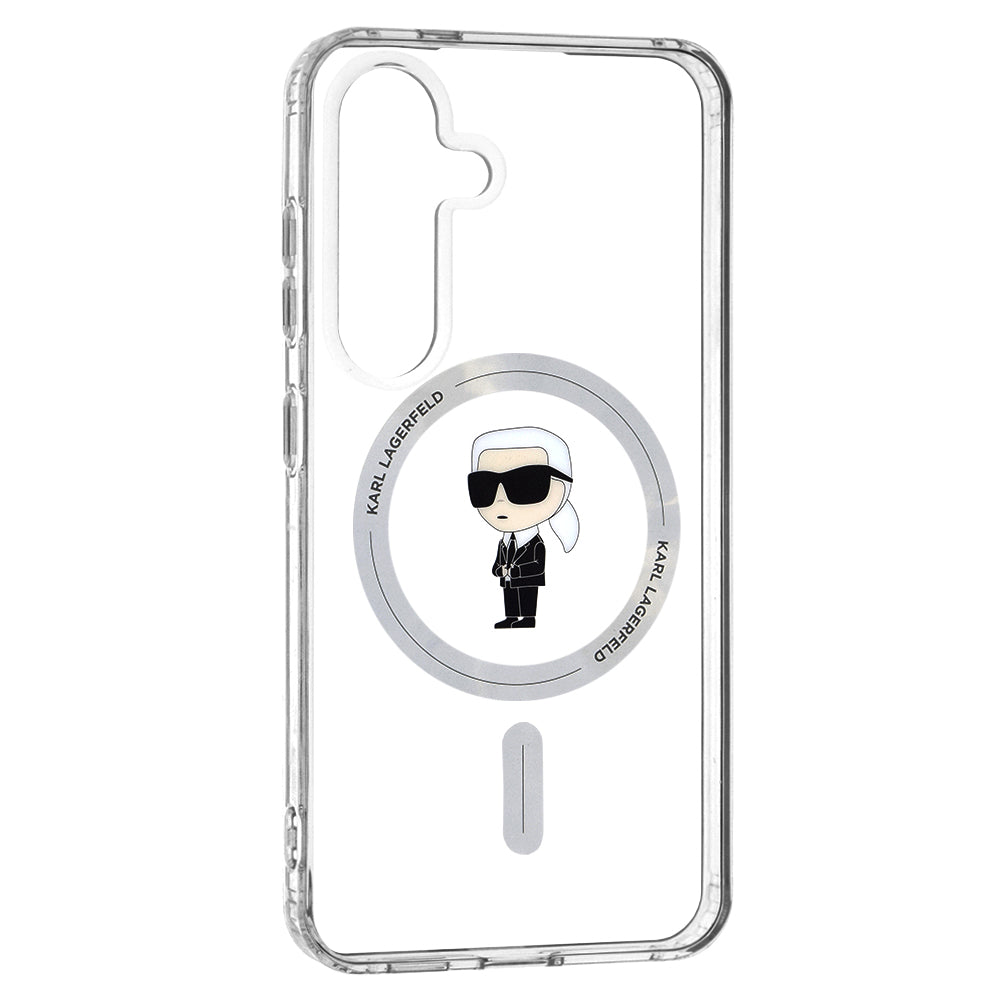 MagSafe hoesje voor Samsung Galaxy S24 S921, Karl Lagerfeld, IML Ikonik Karl, Transparant