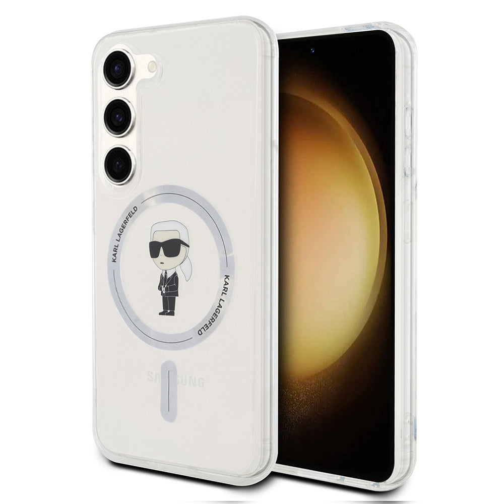 MagSafe hoesje voor Samsung Galaxy S24 S921, Karl Lagerfeld, IML Ikonik Karl, Transparant
