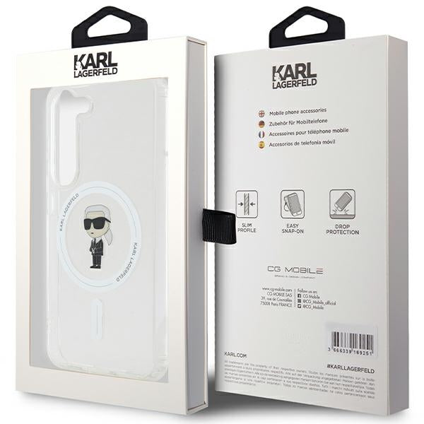 MagSafe hoesje voor Samsung Galaxy S24 S921, Karl Lagerfeld, IML Ikonik Karl, Transparant