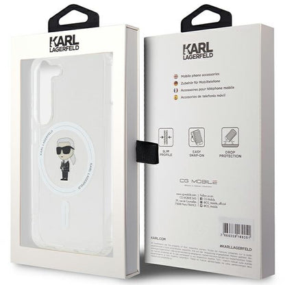 MagSafe hoesje voor Samsung Galaxy S24 S921, Karl Lagerfeld, IML Ikonik Karl, Transparant