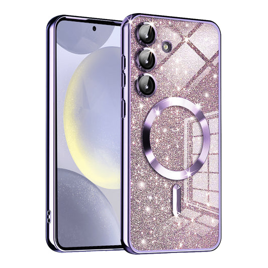 MagSafe-hoesje voor Samsung Galaxy S24 S921, Techsuit, Luxury Glitter, Lichtpaars