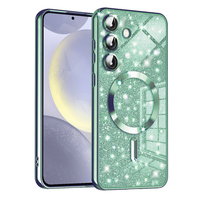 MagSafe-hoesje voor Samsung Galaxy S24 S921, Techsuit, Luxury Glitter, Lichtgroen