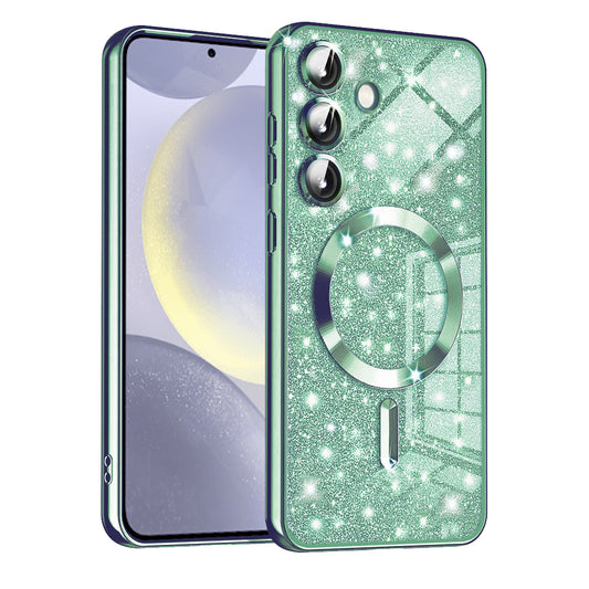 MagSafe-hoesje voor Samsung Galaxy S24 S921, Techsuit, Luxury Glitter, Lichtgroen