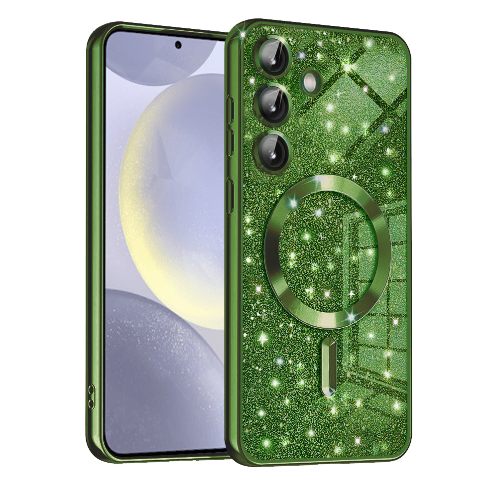 MagSafe-hoesje voor Samsung Galaxy S24 S921, Techsuit, Luxury Glitter, Donkergroen