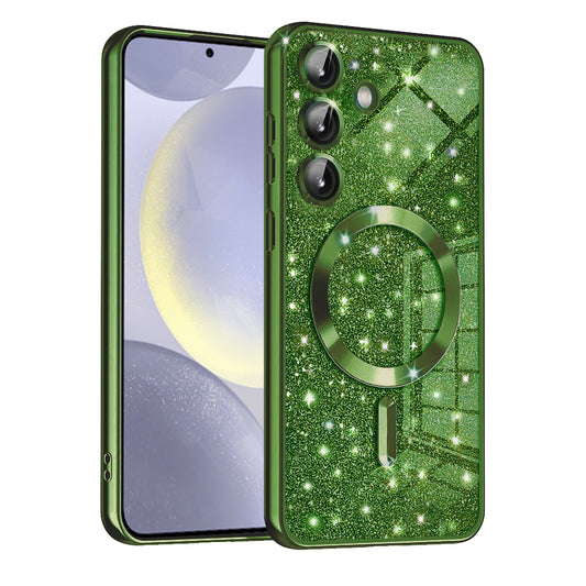 MagSafe-hoesje voor Samsung Galaxy S24 S921, Techsuit, Luxury Glitter, Donkergroen