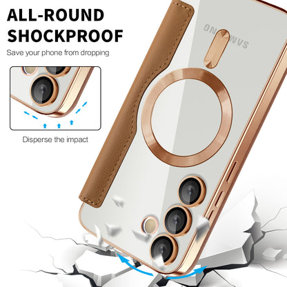 MagSafe-hoes voor Samsung Galaxy S24 S921, Techsuit, SmartMag Book, Bruin