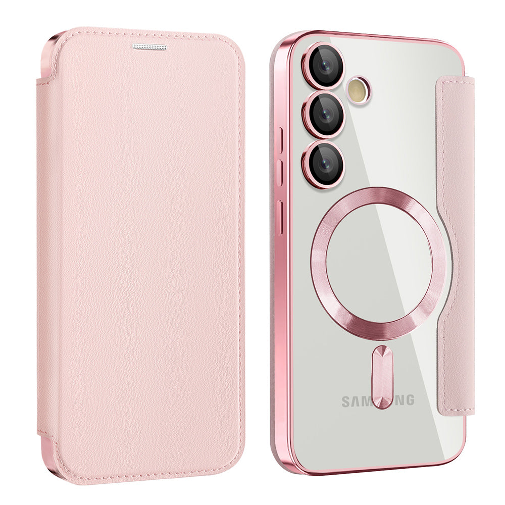 MagSafe Case for Samsung Galaxy S24 S921, Techsuit, SmartMag Book, Pink