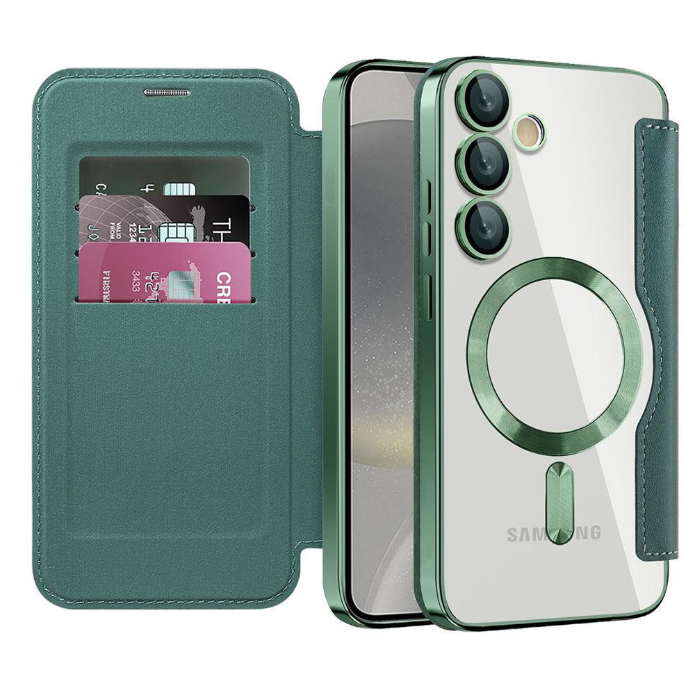 MagSafe-hoes voor Samsung Galaxy S24 S921, Techsuit, SmartMag Book, Groen