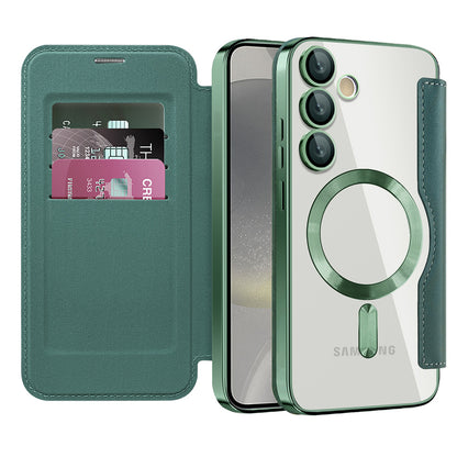 MagSafe-hoes voor Samsung Galaxy S24 S921, Techsuit, SmartMag Book, Groen