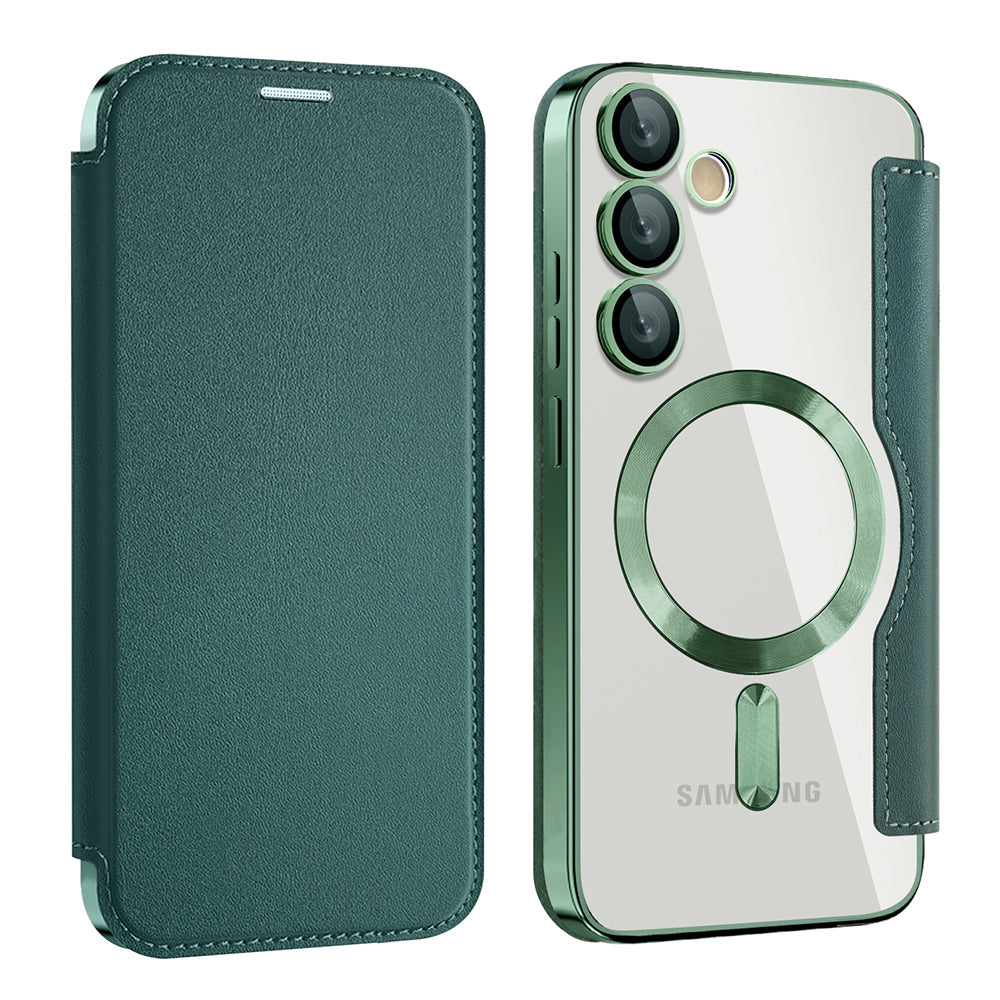 MagSafe-hoes voor Samsung Galaxy S24 S921, Techsuit, SmartMag Book, Groen