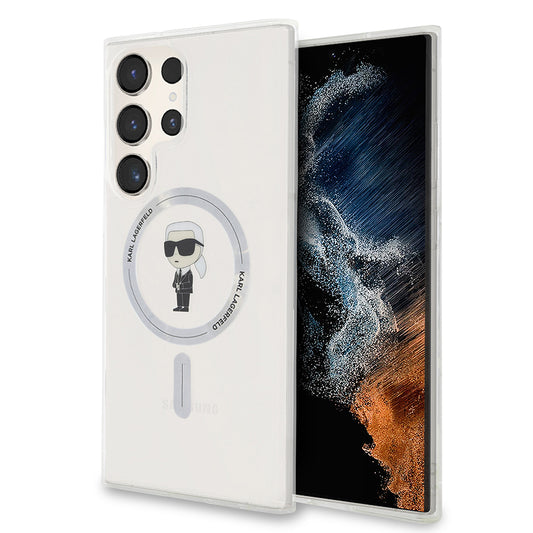 MagSafe hoesje voor Samsung Galaxy S24 Ultra S928, Karl Lagerfeld, IML Ikonik Karl, Transparant