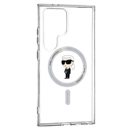 MagSafe hoesje voor Samsung Galaxy S24 Ultra S928, Karl Lagerfeld, IML Ikonik Karl, Transparant