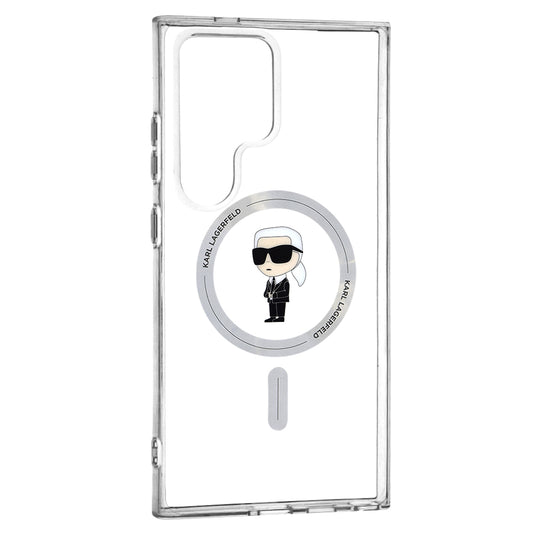 MagSafe hoesje voor Samsung Galaxy S24 Ultra S928, Karl Lagerfeld, IML Ikonik Karl, Transparant