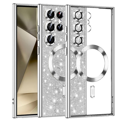 MagSafe-hoes voor Samsung Galaxy S24 Ultra S928, Techsuit, Luxury Glitter, Zilver