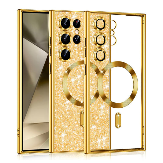 MagSafe-hoesje voor Samsung Galaxy S24 Ultra S928, Techsuit, Luxury Glitter, Goud
