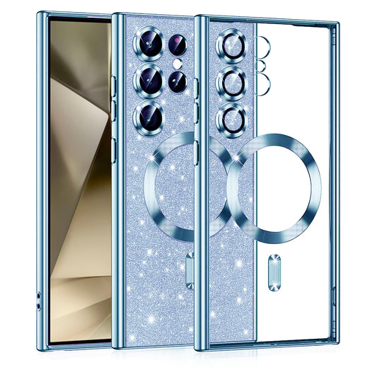 MagSafe-hoes voor Samsung Galaxy S24 Ultra S928, Techsuit, Luxury Glitter, Blauw
