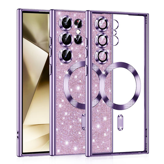 MagSafe-hoesje voor Samsung Galaxy S24 Ultra S928, Techsuit, Luxury Glitter, Lichtpaars