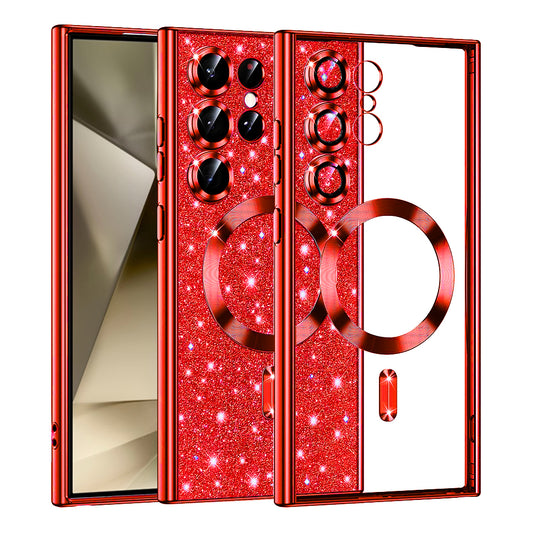 MagSafe-hoesje voor Samsung Galaxy S24 Ultra S928, Techsuit, Luxury Glitter, Rood