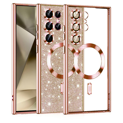 MagSafe-hoesje voor Samsung Galaxy S24 Ultra S928, Techsuit, Luxury Glitter, Roze Goud