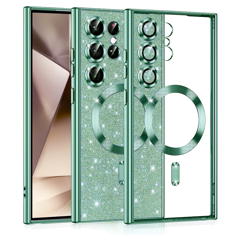 MagSafe-hoes voor Samsung Galaxy S24 Ultra S928, Techsuit, Luxury Glitter, Lichtgroen