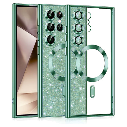 MagSafe-hoes voor Samsung Galaxy S24 Ultra S928, Techsuit, Luxury Glitter, Lichtgroen