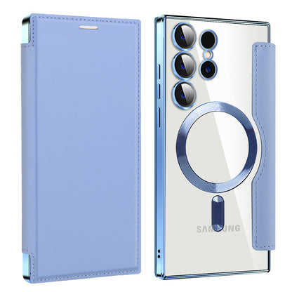 MagSafe-hoes voor Samsung Galaxy S24 Ultra S928, Techsuit, SmartMag Book, Blauw