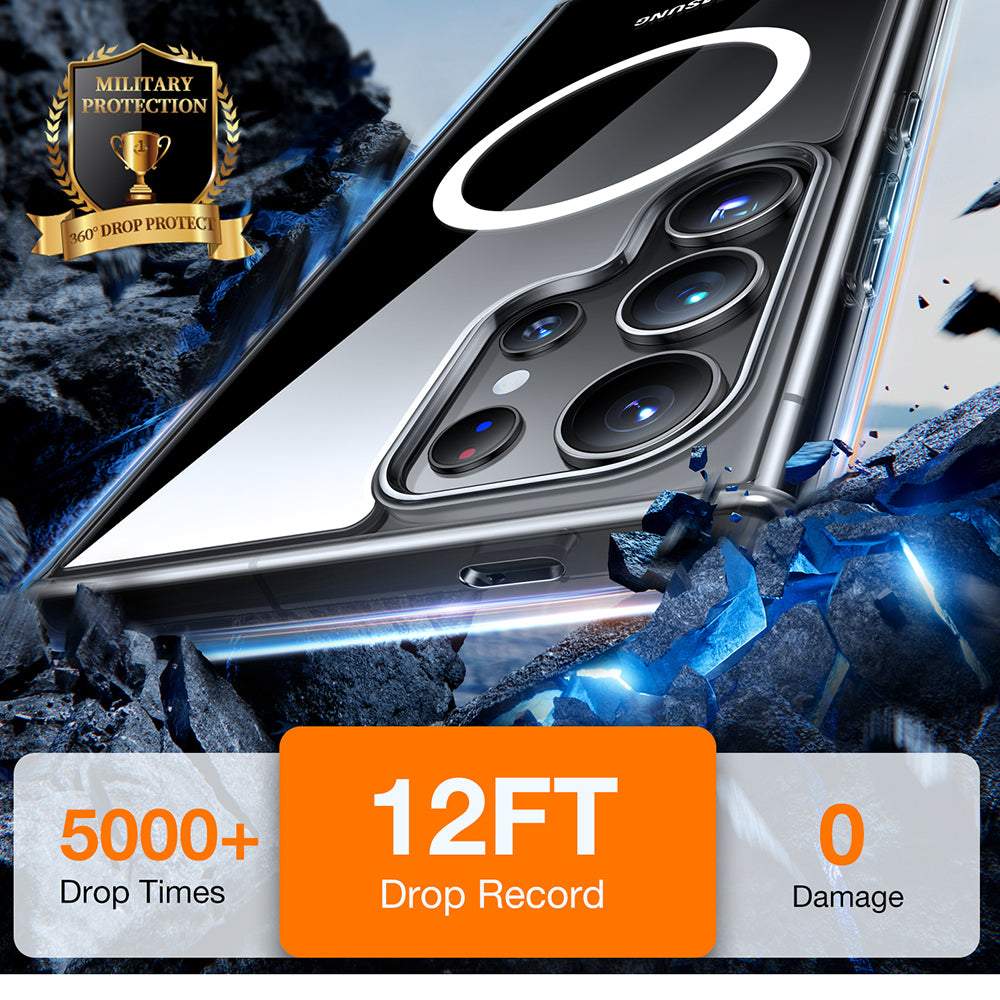 MagSafe hoesje voor Samsung Galaxy S24 Ultra S928, Torras, Diamond, Transparant