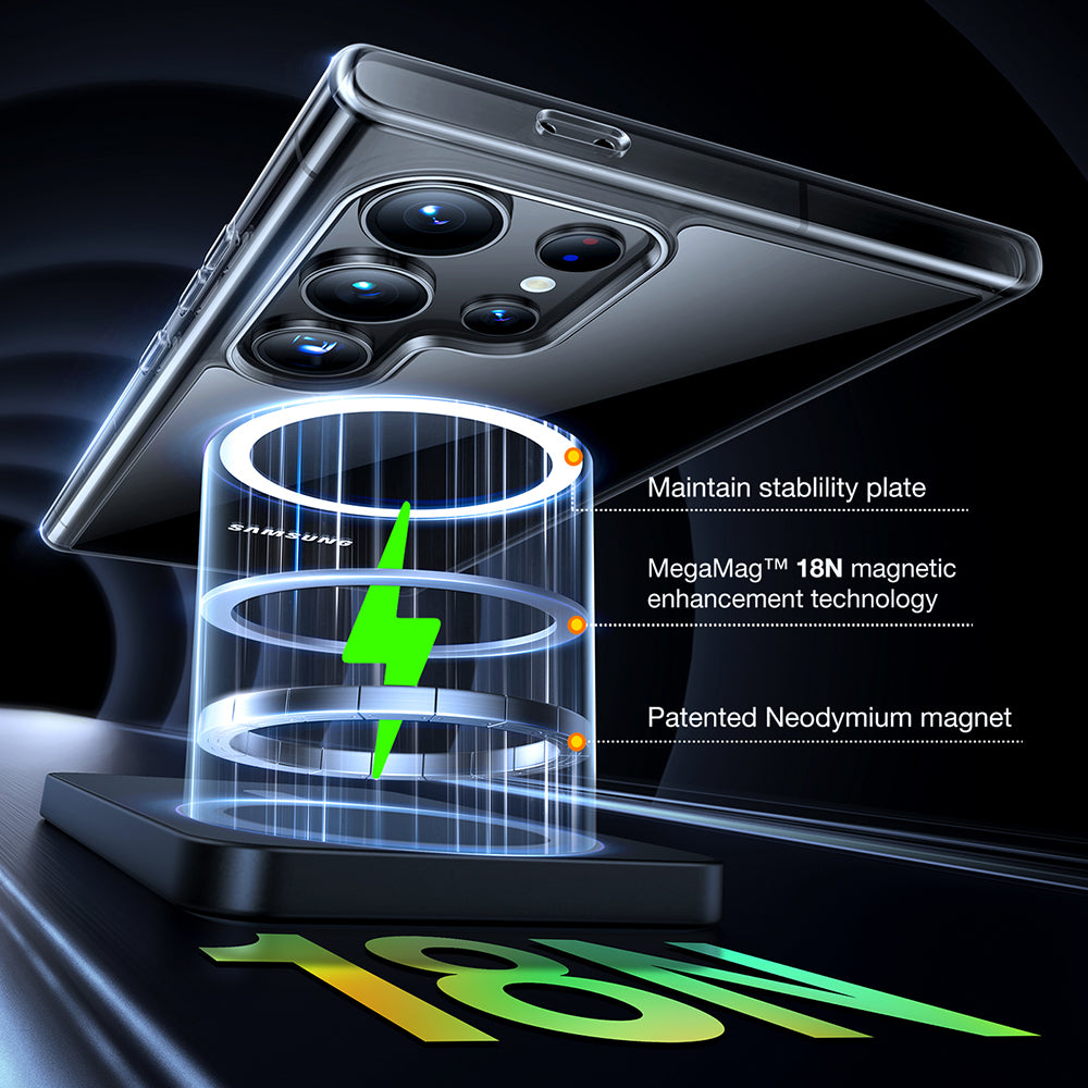 MagSafe hoesje voor Samsung Galaxy S24 Ultra S928, Torras, Diamond, Transparant