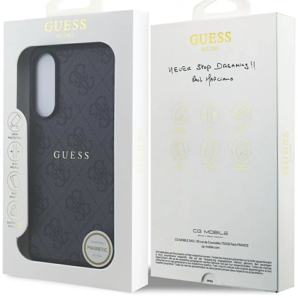MagSafe hoesje voor Samsung Galaxy S25 Edge S937, Guess, 4G Ring Classic Logo, Zwart