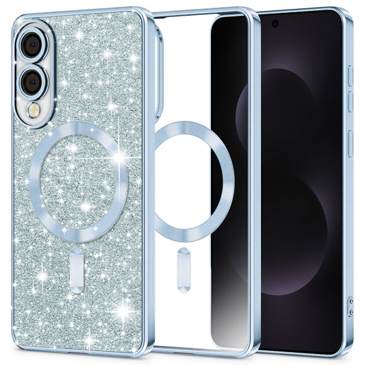 MagSafe-hoes voor Samsung Galaxy S25 Edge S937, Techsuit, Luxury Glitter, Blauw