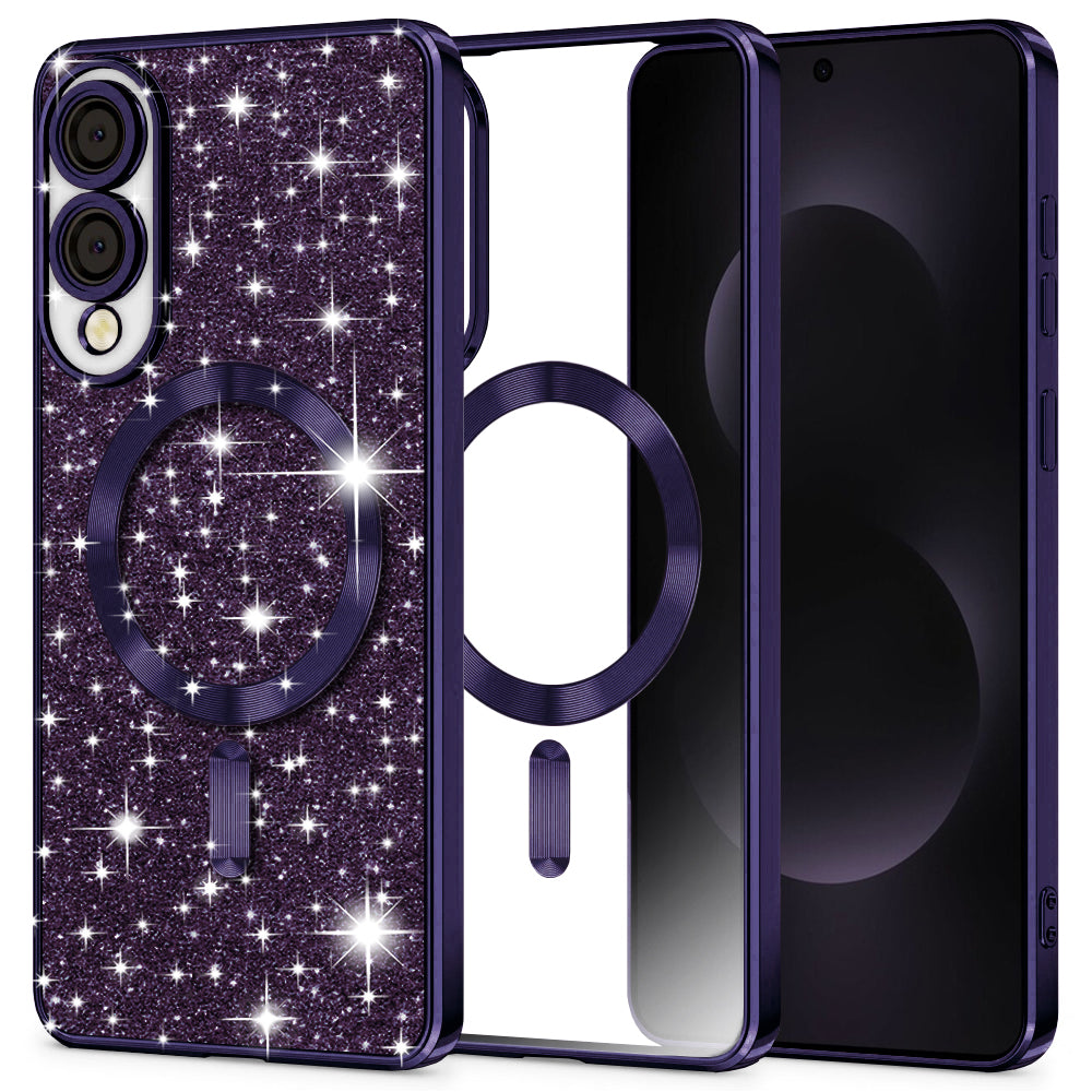 MagSafe-hoesje voor Samsung Galaxy S25 Edge S937, Techsuit, Luxury Glitter, Donkerpaars