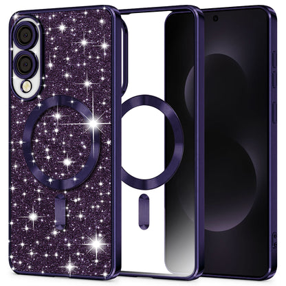 MagSafe-hoesje voor Samsung Galaxy S25 Edge S937, Techsuit, Luxury Glitter, Donkerpaars
