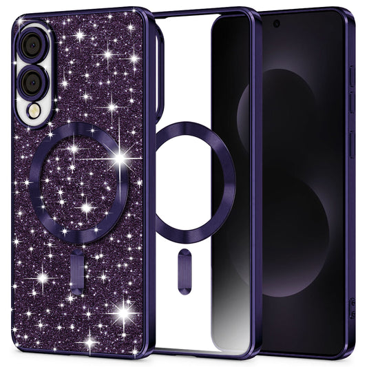 MagSafe-hoesje voor Samsung Galaxy S25 Edge S937, Techsuit, Luxury Glitter, Donkerpaars