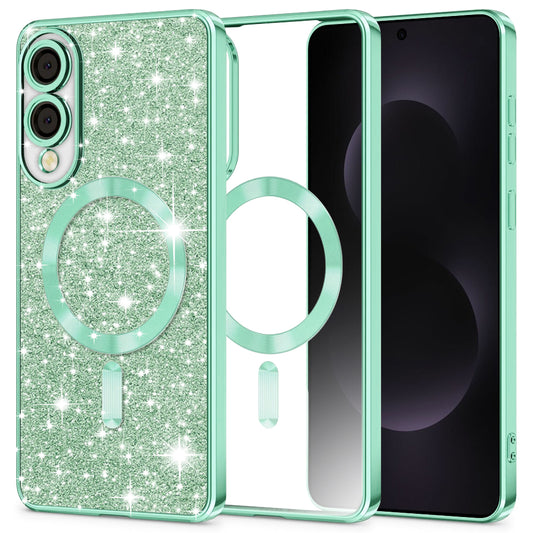 MagSafe-hoesje voor Samsung Galaxy S25 Edge S937, Techsuit, Luxury Glitter, Lichtgroen