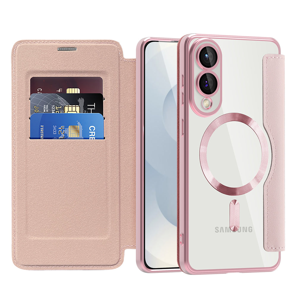 MagSafe-hoes voor Samsung Galaxy S25 Edge S937, Techsuit, SmartMag Book, Roze