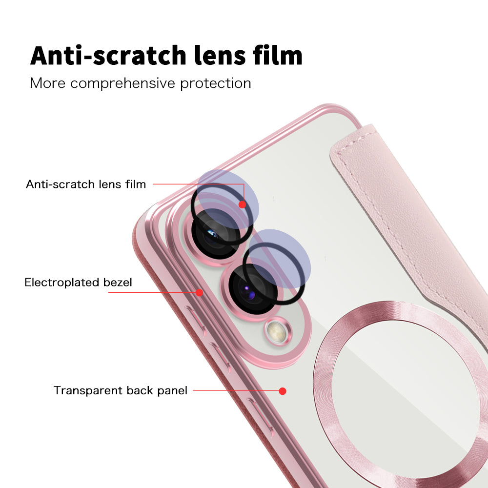 MagSafe-hoes voor Samsung Galaxy S25 Edge S937, Techsuit, SmartMag Book, Roze