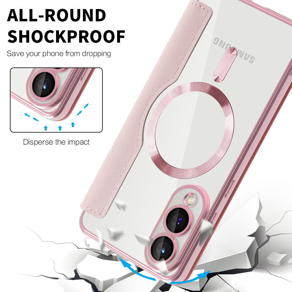 MagSafe-hoes voor Samsung Galaxy S25 Edge S937, Techsuit, SmartMag Book, Roze