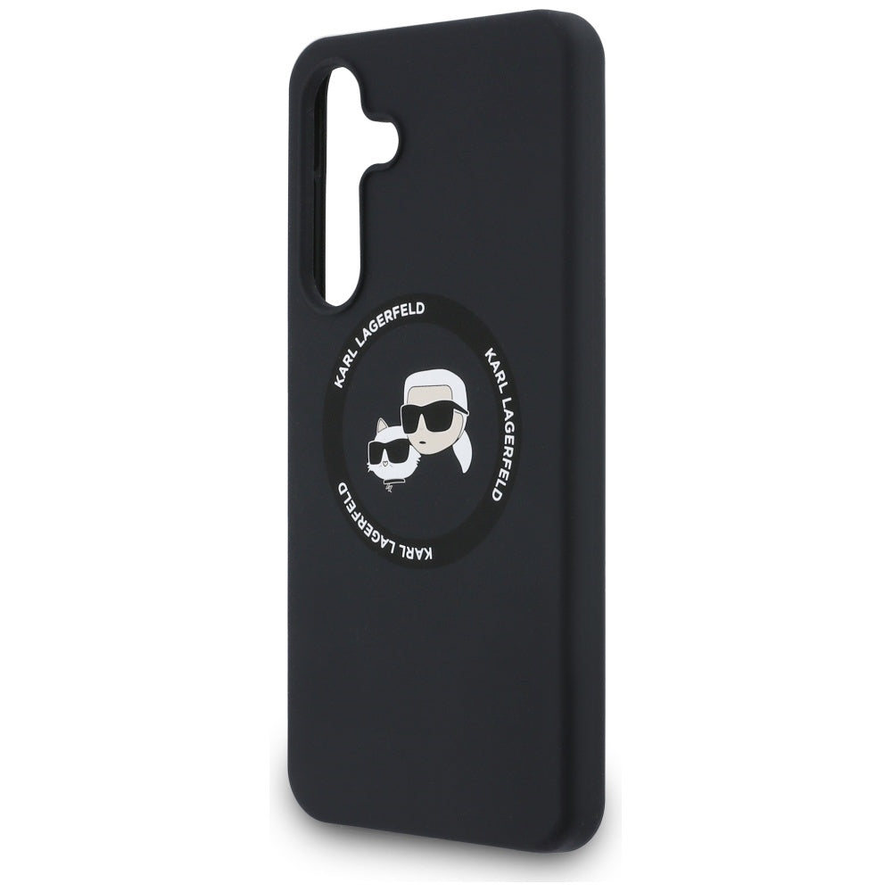 MagSafe hoesje voor Samsung Galaxy S25 FE, Karl Lagerfeld, Silicone Karl & Choupette's Heads, Zwart